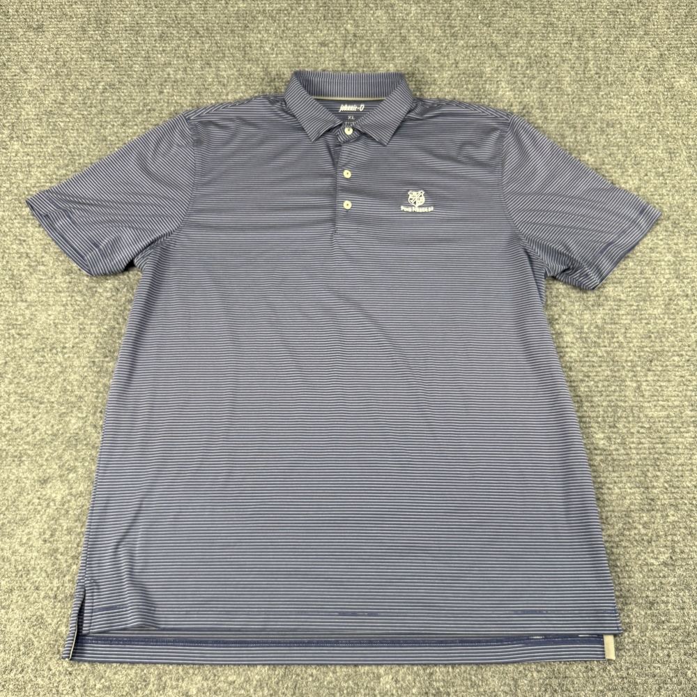 Johnnie O Polo Shirt Mens XL Blue Pinstripe Golf Performance Stretch